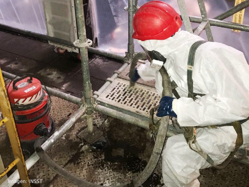 toma de muestras de fibras de amianto en aire